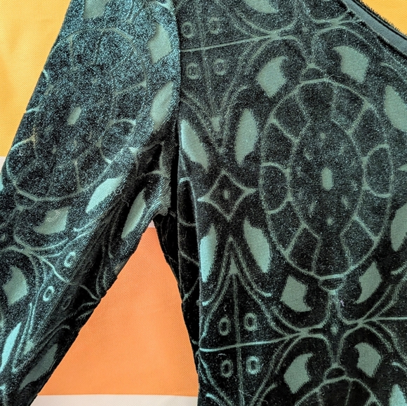 Vintage Velvet Dark Green Celtic Burnout Dress Y2K Whimsigoth Grunge Witchy M - Picture 9 of 13